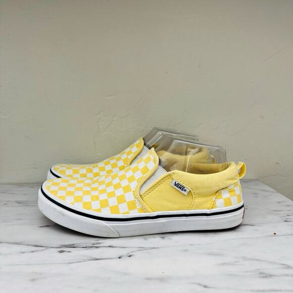 Vans Classic Yellow Checkered Slip On Shoes Missy Size 6 - Picture 1 of 10